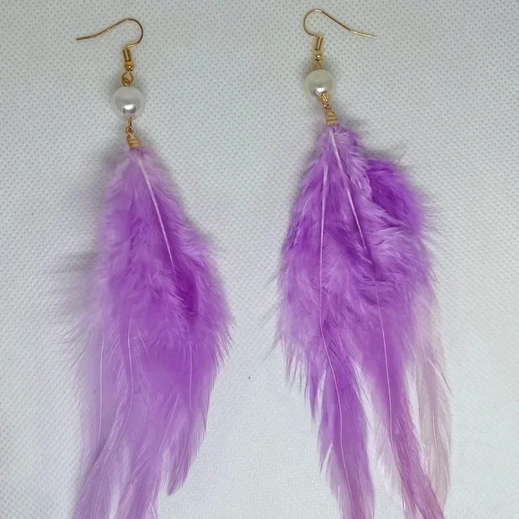 Feather Drop Earrings - Picture 4 of 6